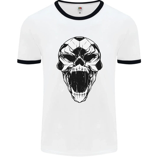 A Football Skull Soccer Footy Mens Ringer T-Shirt Unisex T-shirt, Sweatshirt, Hoodie, Long Sleeve Tee - T-Shirt, Sweatshirt, Hoodie