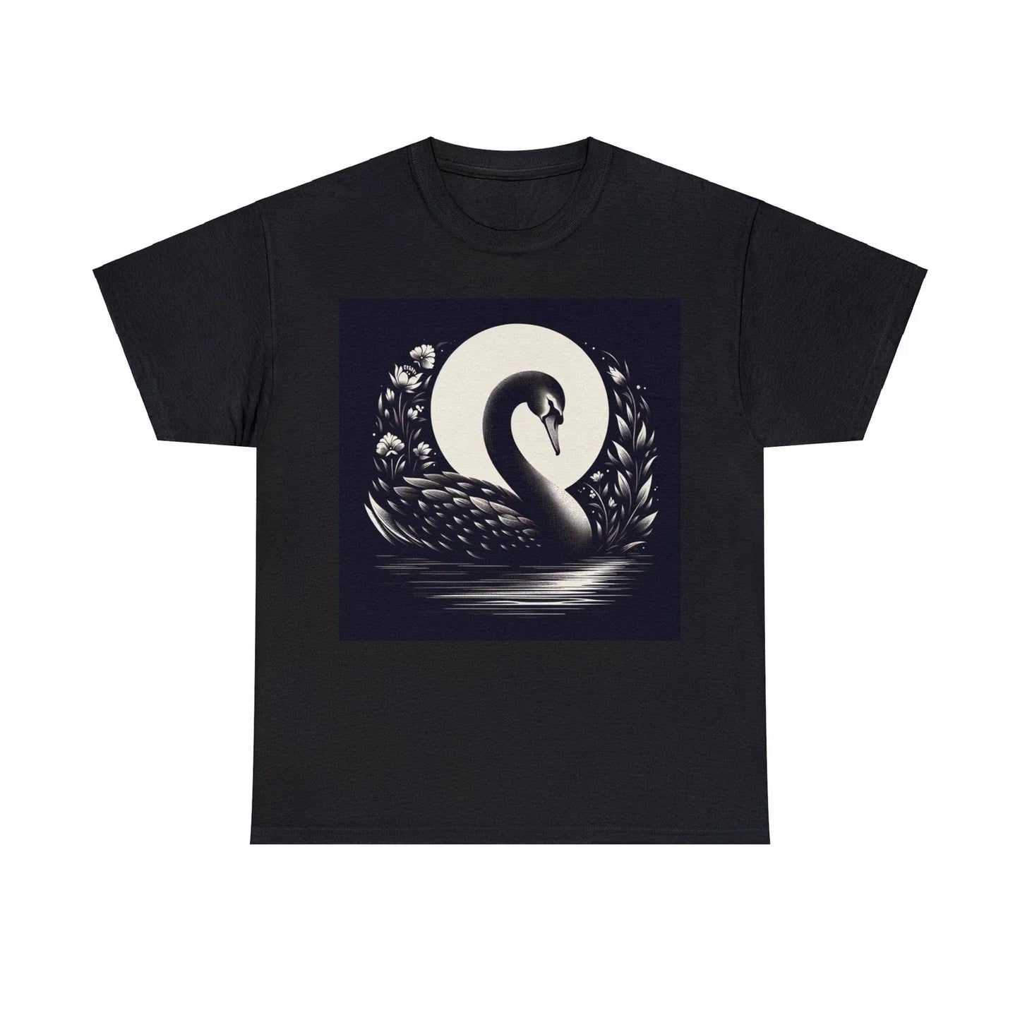 Unisex Adult T Shirt Designer Black White Vintage Swan Minimalist Art Unisex T-shirt, Sweatshirt, Hoodie, Long Sleeve Tee - T-Shirt, Sweatshirt, Hoodie