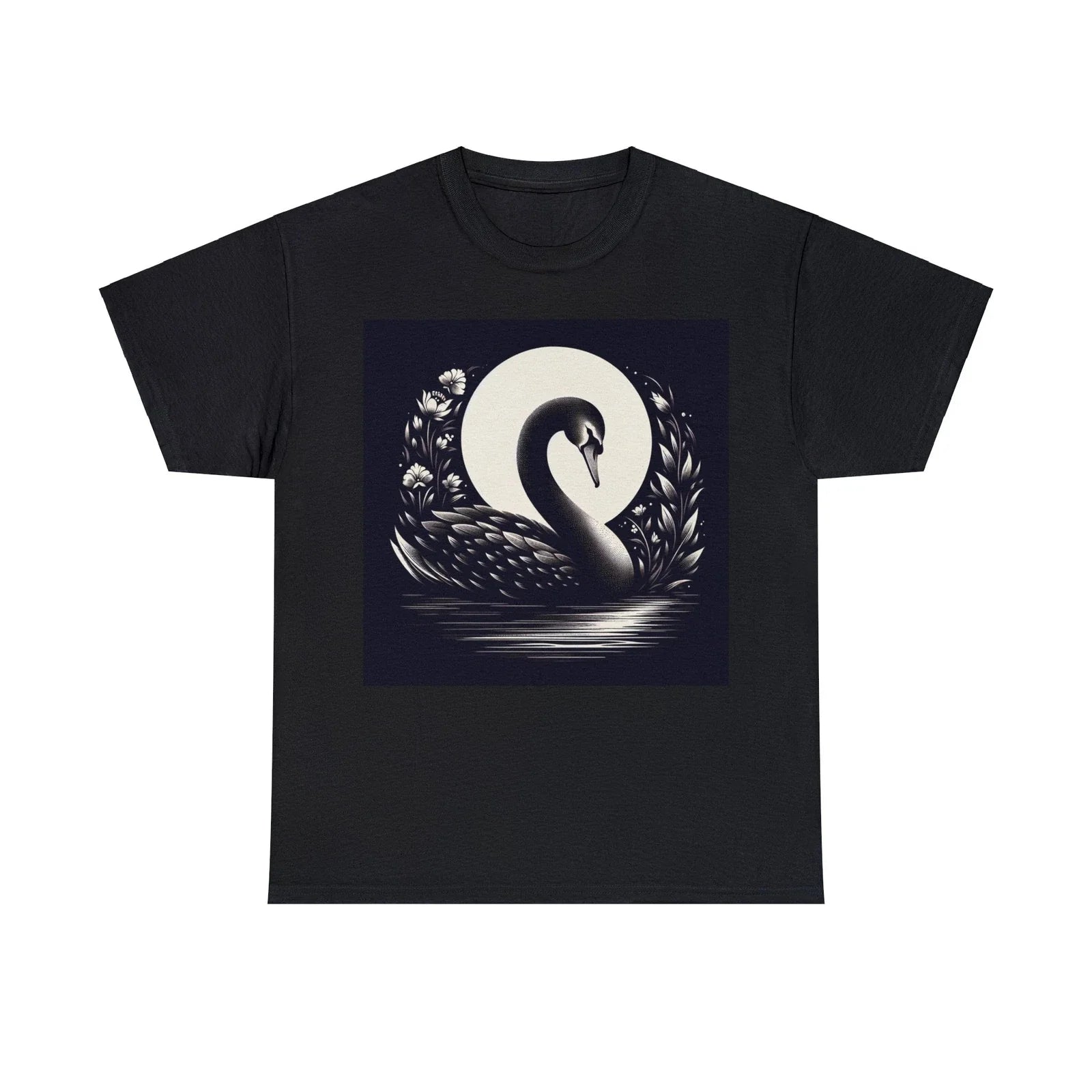 Unisex Adult T Shirt Designer Black White Vintage Swan Minimalist Art Unisex T-shirt, Sweatshirt, Hoodie, Long Sleeve Tee - T-Shirt, Sweatshirt, Hoodie