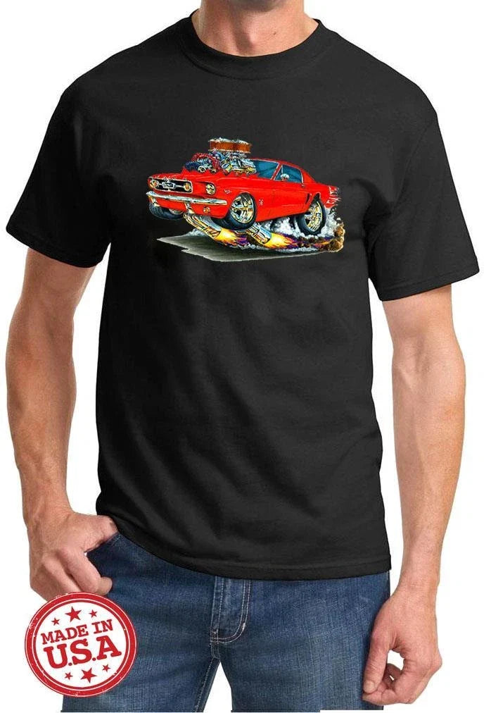 1965 1966 Ford Mustang Fastback Cartoon Color Tshirt NEW FREE SHIPPING Unisex T-shirt, Sweatshirt, Hoodie, Long Sleeve Tee - T-Shirt, Sweatshirt, Hoodie