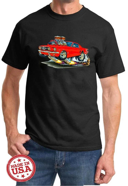 1965 1966 Ford Mustang Fastback Cartoon Color Tshirt NEW FREE SHIPPING Unisex T-shirt, Sweatshirt, Hoodie, Long Sleeve Tee - T-Shirt, Sweatshirt, Hoodie