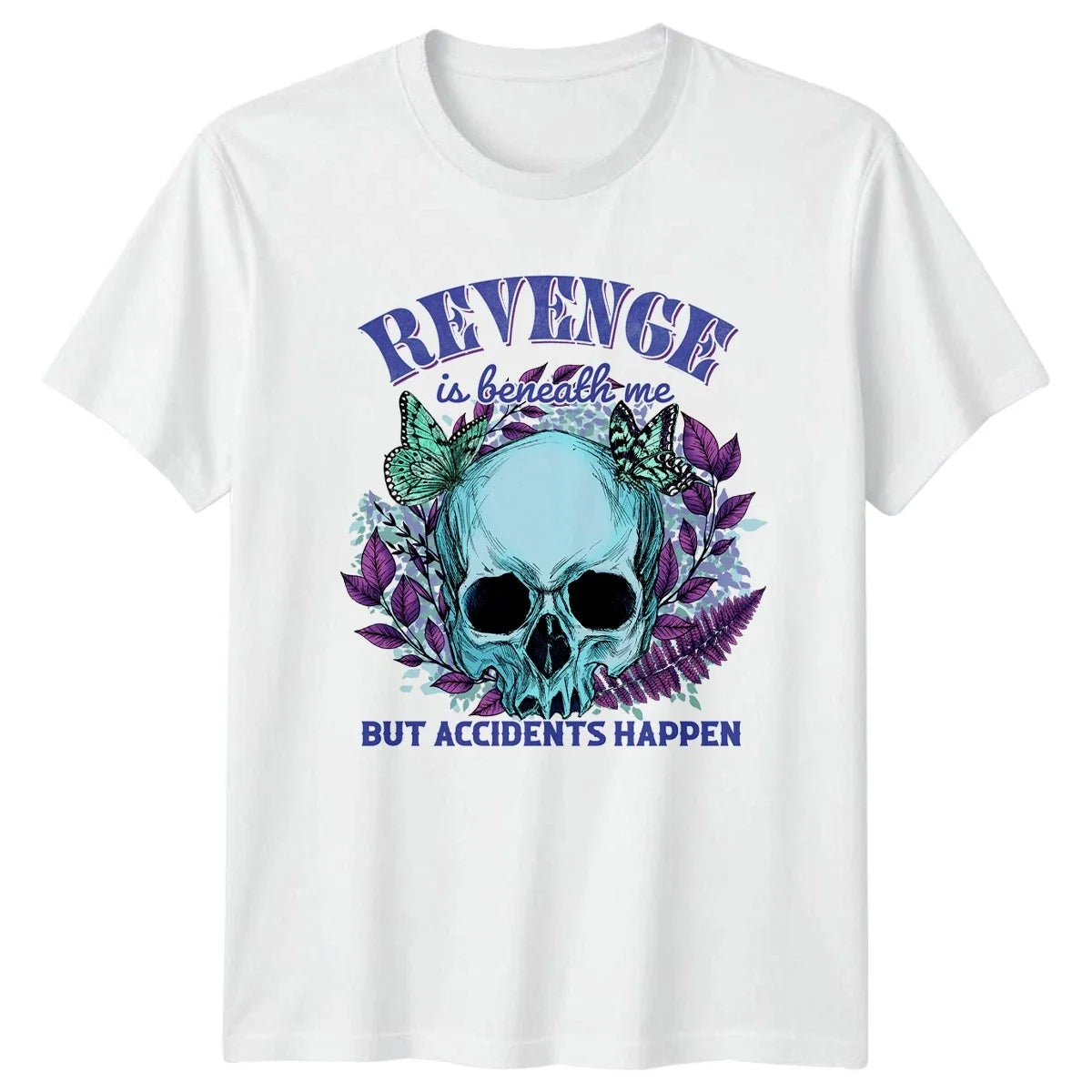 Revenge Is Beneath Me But Accidents T-Shirt Dark Academia Skull Goth Humour Unisex T-shirt, Sweatshirt, Hoodie, Long Sleeve Tee - T-Shirt, Sweatshirt, Hoodie