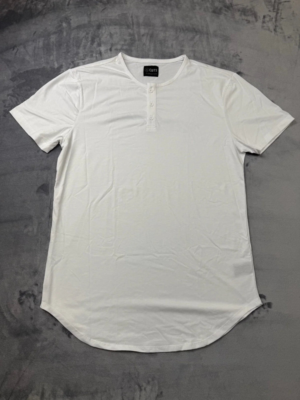 Cuts Clothing Elongated Henley T-Shirt Men's XL White Unisex T-shirt, Sweatshirt, Hoodie, Long Sleeve Tee - T-Shirt, Sweatshirt, Hoodie