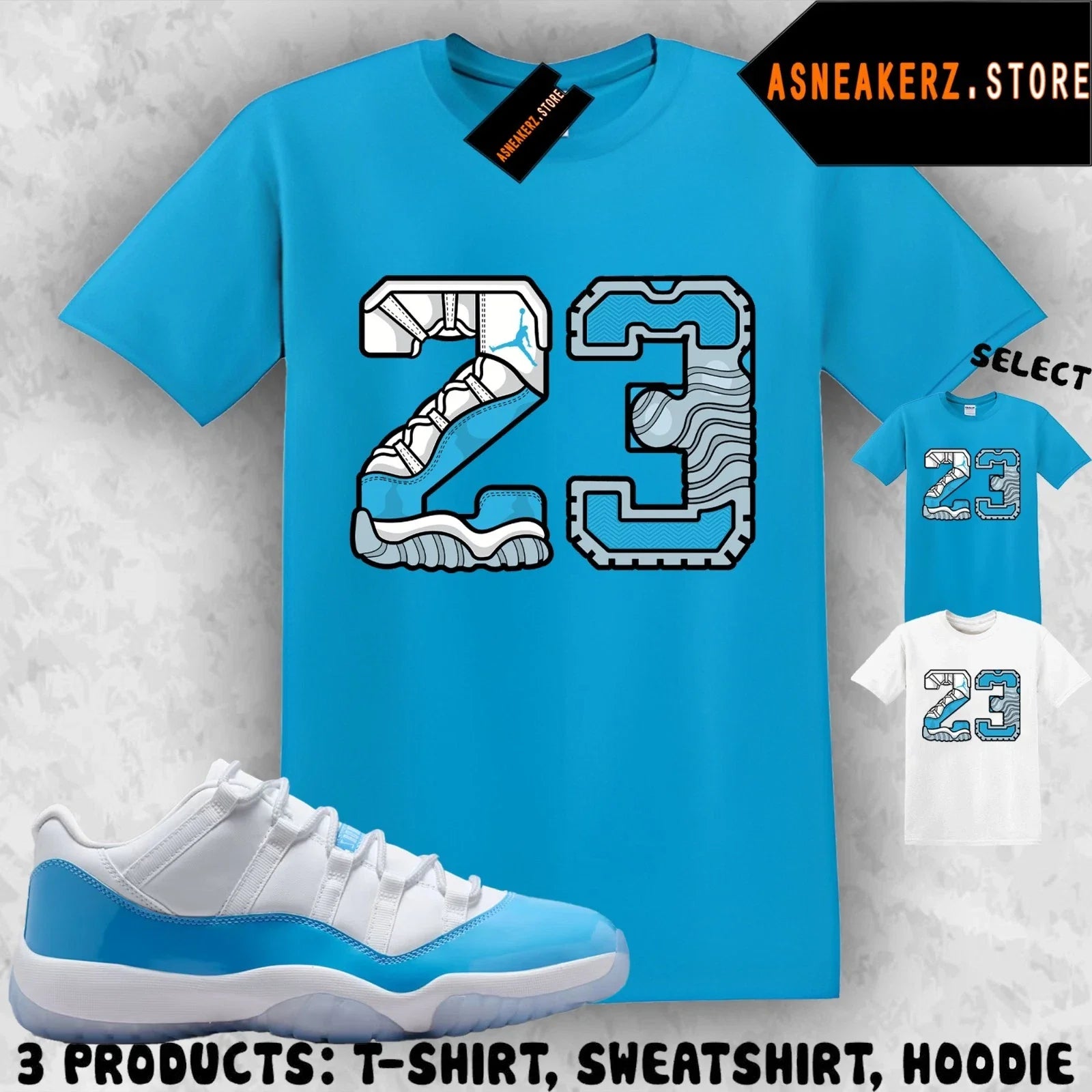 Tee Shirt Matching AJ 11 Low University Blue 2026 Match Sneaker Retro Number 23 Unisex T-shirt, Sweatshirt, Hoodie, Long Sleeve Tee - T-Shirt, Sweatshirt, Hoodie