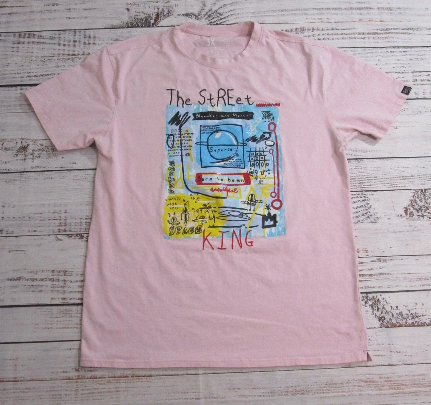 Bleecker & Mercer Pink Graphic The Street King Urban Short Sleeve T-Shirt 3XL Unisex T-shirt, Sweatshirt, Hoodie, Long Sleeve Tee - T-Shirt, Sweatshirt, Hoodie
