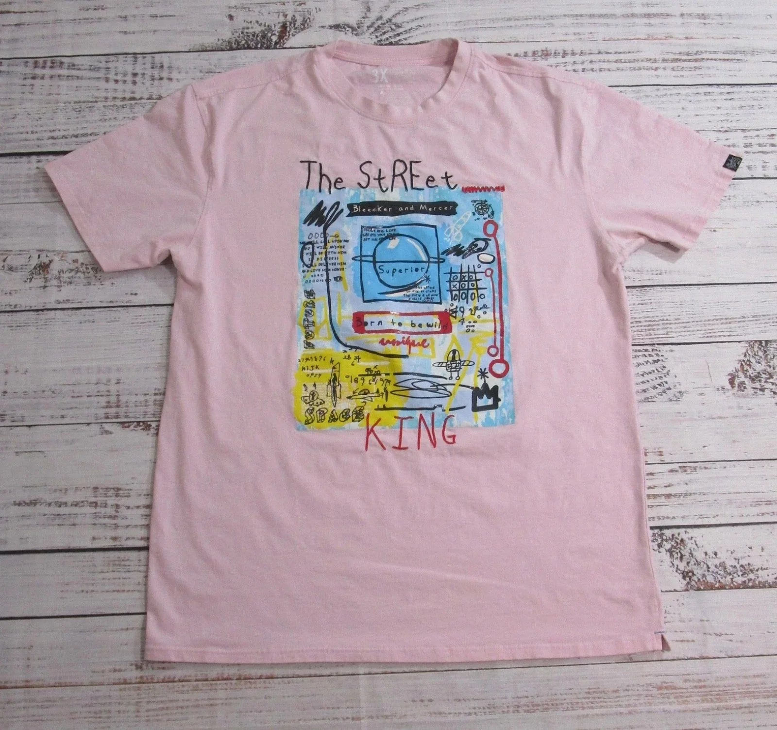 Bleecker & Mercer Pink Graphic The Street King Urban Short Sleeve T-Shirt 3XL Unisex T-shirt, Sweatshirt, Hoodie, Long Sleeve Tee - T-Shirt, Sweatshirt, Hoodie