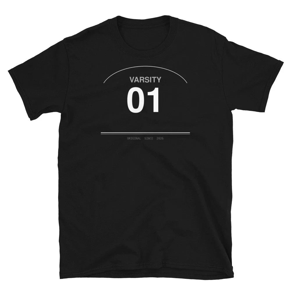 Varsity 01 Retro T-Shirt | Minimalist Streetwear Tee | Unisex Graphic Tee Unisex T-shirt, Sweatshirt, Hoodie, Long Sleeve Tee - T-Shirt, Sweatshirt, Hoodie