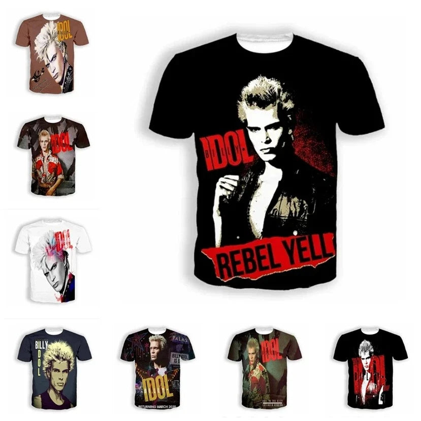 Billy Idol Hip Hop Streetwear 3D Print Women Men Short Sleeve T-shirt Tops Tees Unisex T-shirt, Sweatshirt, Hoodie, Long Sleeve Tee - T-Shirt, Sweatshirt, Hoodie