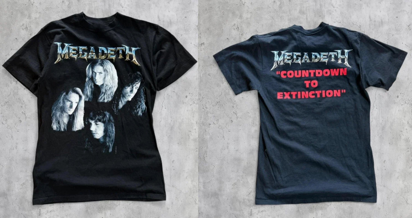 Vintage Men's T-shirt - Black Vintage 1992 Megadeth Countdown to Extinction Unisex T-shirt, Sweatshirt, Hoodie, Long Sleeve Tee - T-Shirt, Sweatshirt, Hoodie