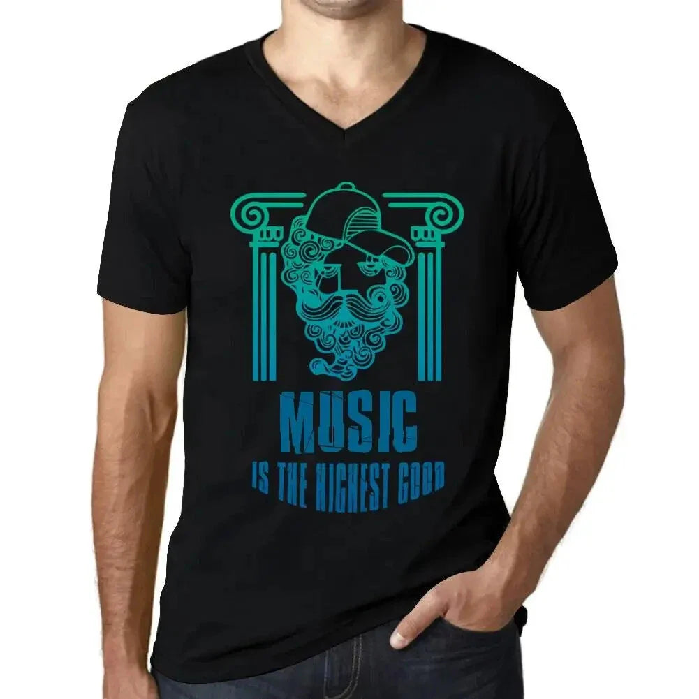 Men's Graphic T-Shirt V Neck Music Is The Highest Good Eco-Friendly Limited Unisex T-shirt, Sweatshirt, Hoodie, Long Sleeve Tee - T-Shirt, Sweatshirt, Hoodie