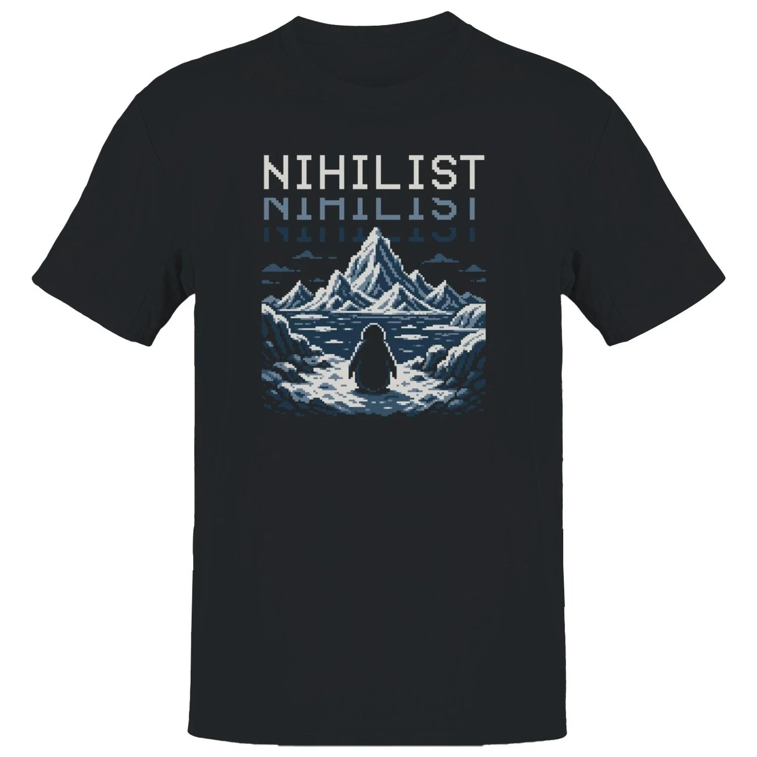 Nihilist Pixel Art Penguin Men's T-shirt Unisex T-shirt, Sweatshirt, Hoodie, Long Sleeve Tee - T-Shirt, Sweatshirt, Hoodie