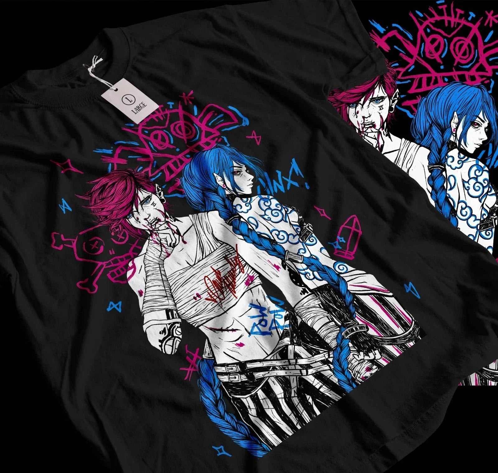 Jinx Arcane T-Shirt Japanese Anime Cartoon Jinx Arcane Graphic T-Shirt  060 Unisex T-shirt, Sweatshirt, Hoodie, Long Sleeve Tee - T-Shirt, Sweatshirt, Hoodie