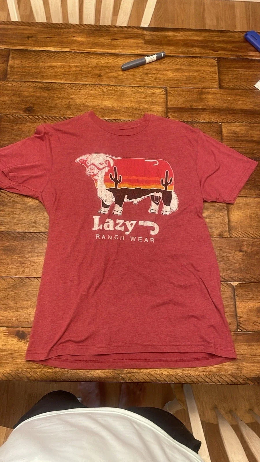 Lazy J Ranchwear Men's Size M with Bull Logo T-Shirt  Red Unisex T-shirt, Sweatshirt, Hoodie, Long Sleeve Tee - T-Shirt, Sweatshirt, Hoodie