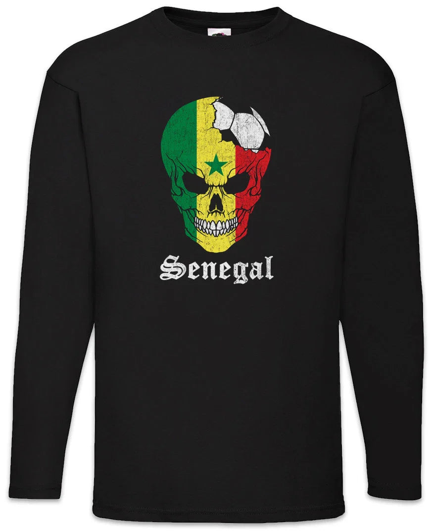 Senegal Football Skull I Men Long Sleeve T-Shirt senegalese Soccer Flag Unisex T-shirt, Sweatshirt, Hoodie, Long Sleeve Tee - T-Shirt, Sweatshirt, Hoodie