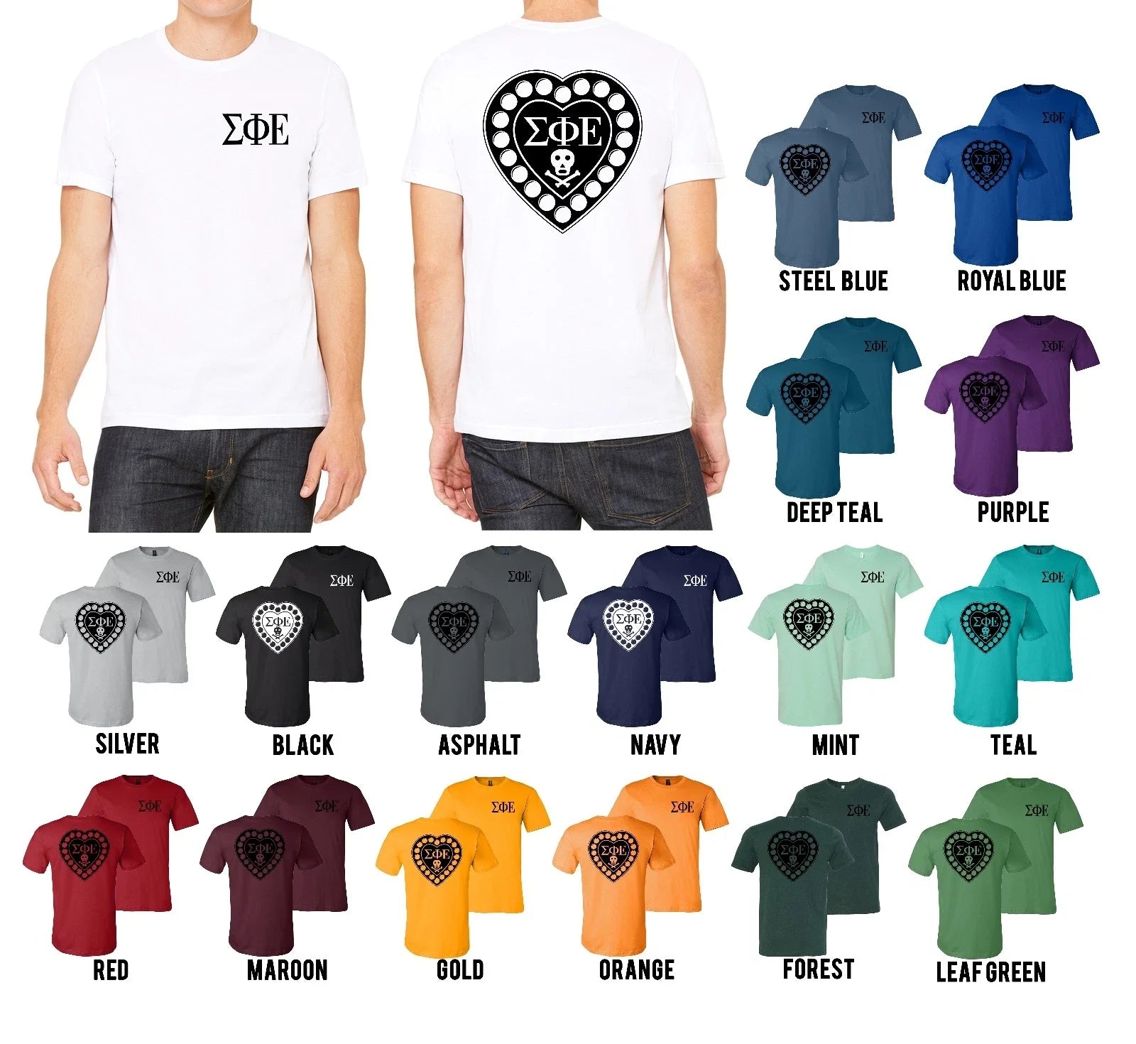 Sigma Phi Epsilon Fraternity Bella+Canvas Shirt SigEp Heart Badge - NEW Unisex T-shirt, Sweatshirt, Hoodie, Long Sleeve Tee - T-Shirt, Sweatshirt, Hoodie