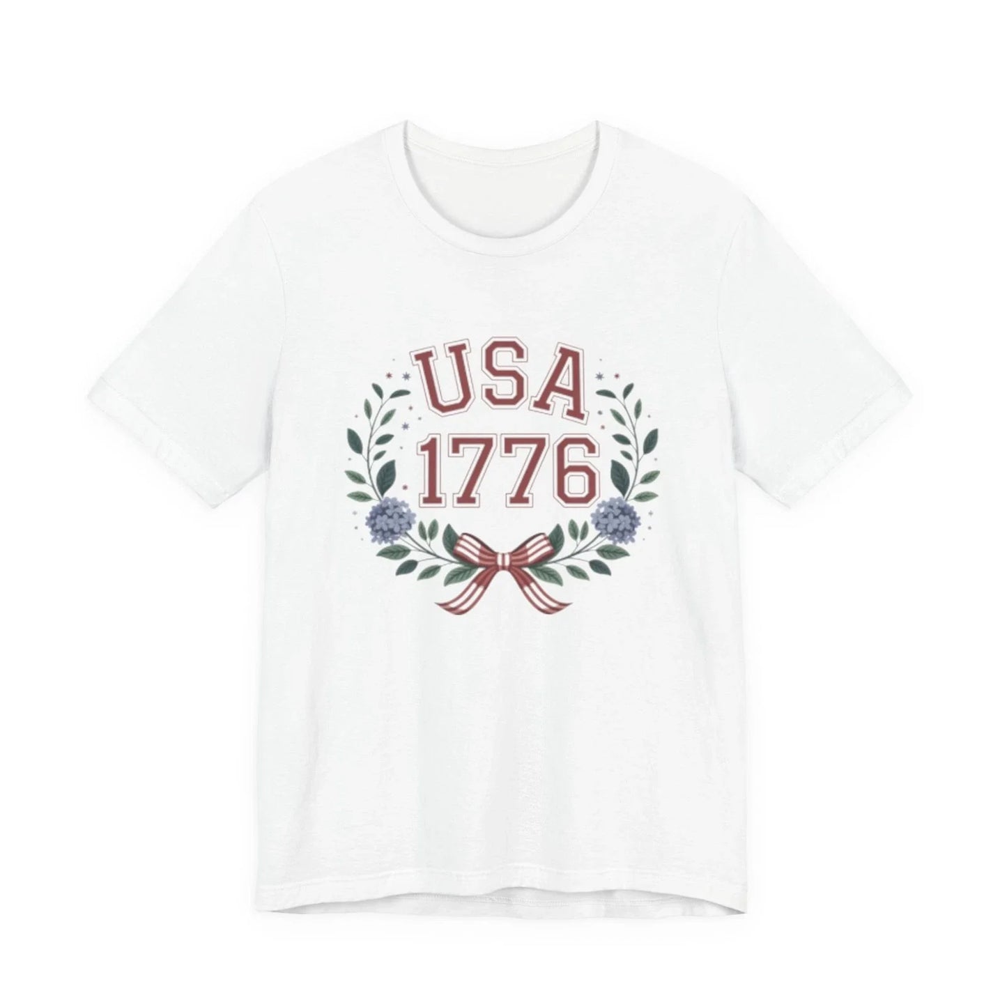USA 1776 Laurel Wreath Fourth of July Tee | Patriotic Independence Day Shirt Unisex T-shirt, Sweatshirt, Hoodie, Long Sleeve Tee - T-Shirt, Sweatshirt, Hoodie