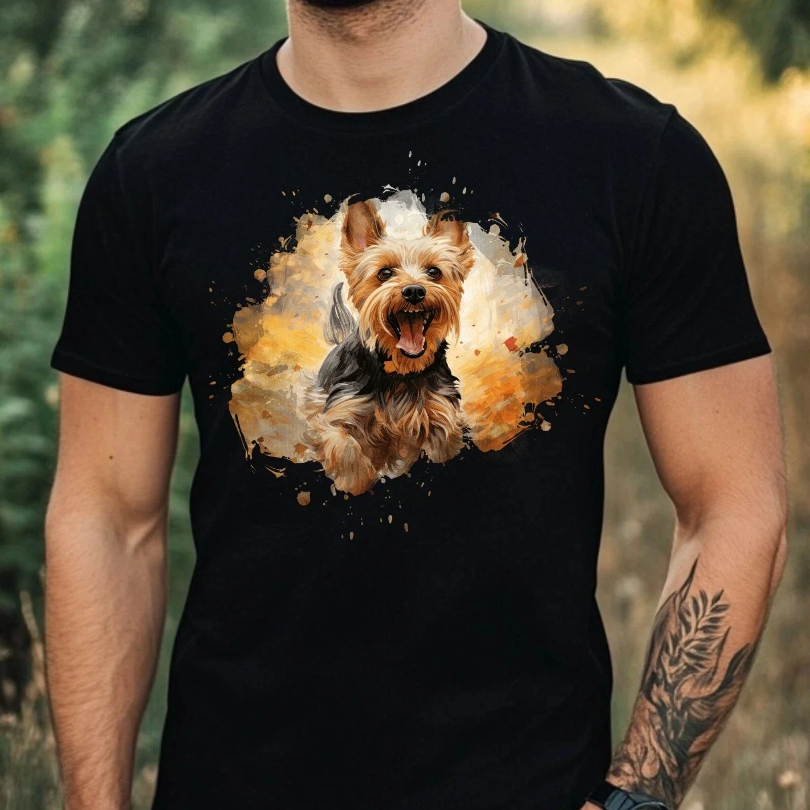 Mens Yorkshire Terrier Print Cotton T-Shirt Size XS to 5XL Unisex T-shirt, Sweatshirt, Hoodie, Long Sleeve Tee - T-Shirt, Sweatshirt, Hoodie