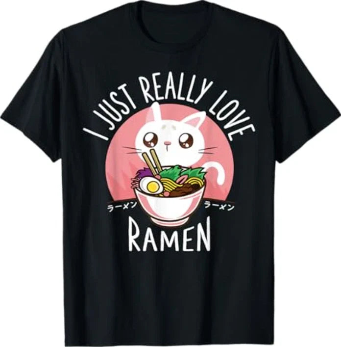 Funny Cat Ramen Anime Merch Kawaii Clothes Graphic Tees T-Shirt Unisex T-shirt, Sweatshirt, Hoodie, Long Sleeve Tee - T-Shirt, Sweatshirt, Hoodie