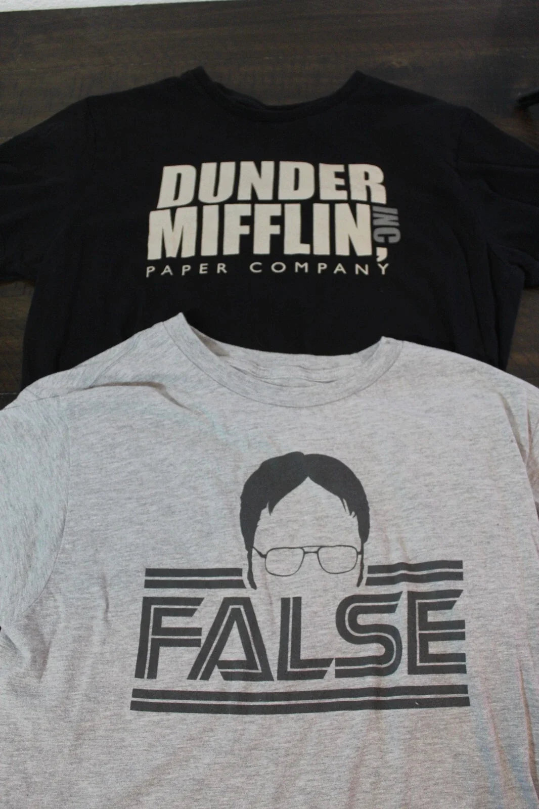 Lot of 2 The Office Shirts Adult Medium Dwight Schrute False & Dunder Mifflin Unisex T-shirt, Sweatshirt, Hoodie, Long Sleeve Tee - T-Shirt, Sweatshirt, Hoodie