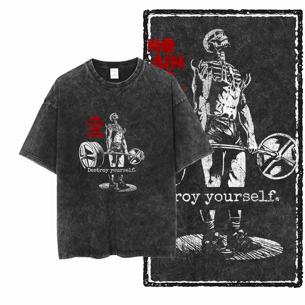 Mens Acid Wash Graphic T Shirt YG Bodybuilding Gym Streetwear Cotton Tee Unisex T-shirt, Sweatshirt, Hoodie, Long Sleeve Tee - T-Shirt, Sweatshirt, Hoodie