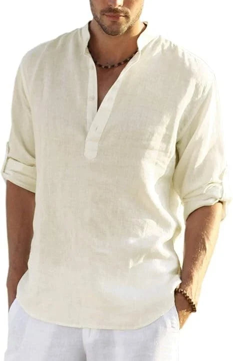 COOFANDY Men's Cotton Linen Henley T-Shirt Long Sleeve Hippie Casual Beach Beige Unisex T-shirt, Sweatshirt, Hoodie, Long Sleeve Tee - T-Shirt, Sweatshirt, Hoodie