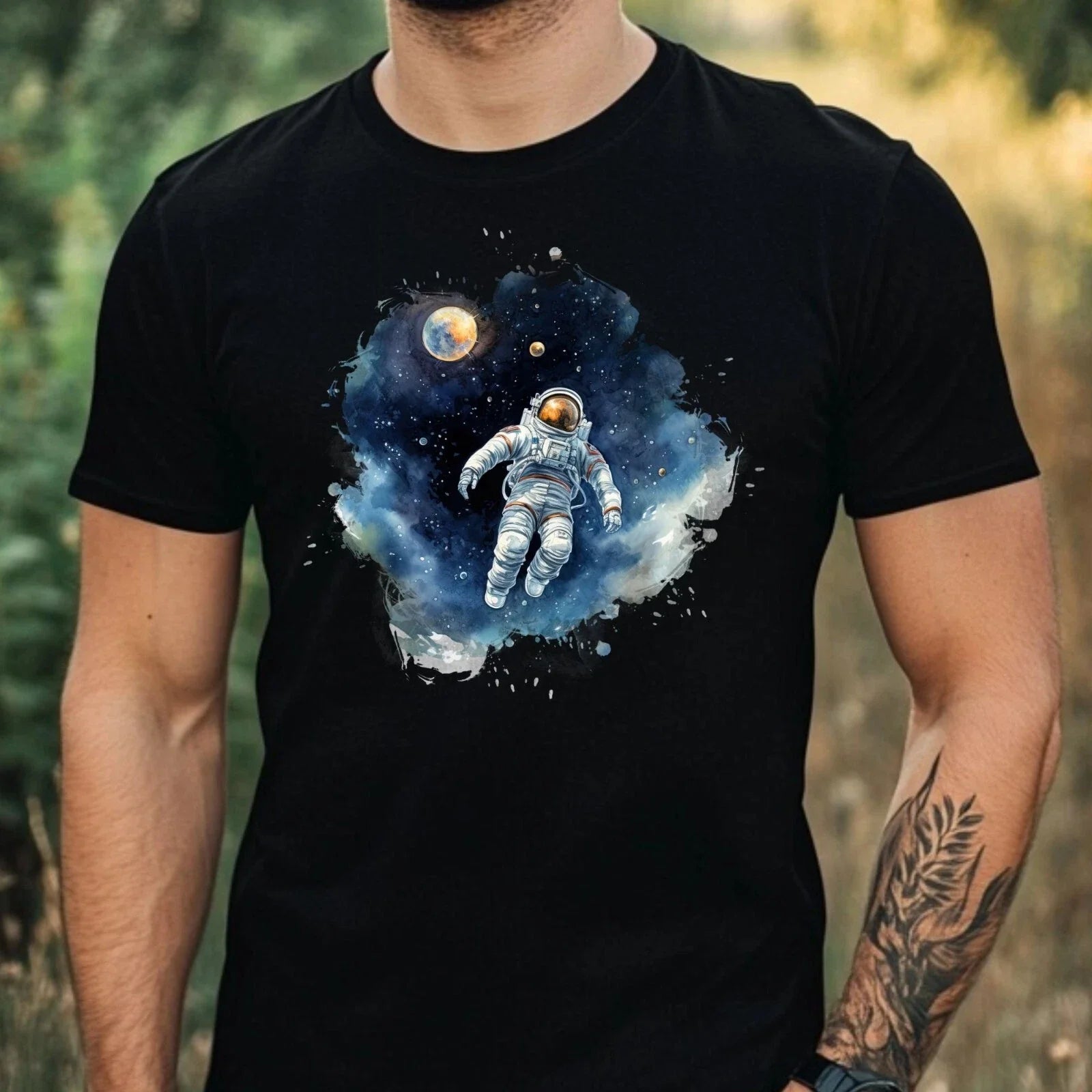 Mens Cute Astronaut In Space Theme Cotton T-Shirt Size XS to 5XL Unisex T-shirt, Sweatshirt, Hoodie, Long Sleeve Tee - T-Shirt, Sweatshirt, Hoodie