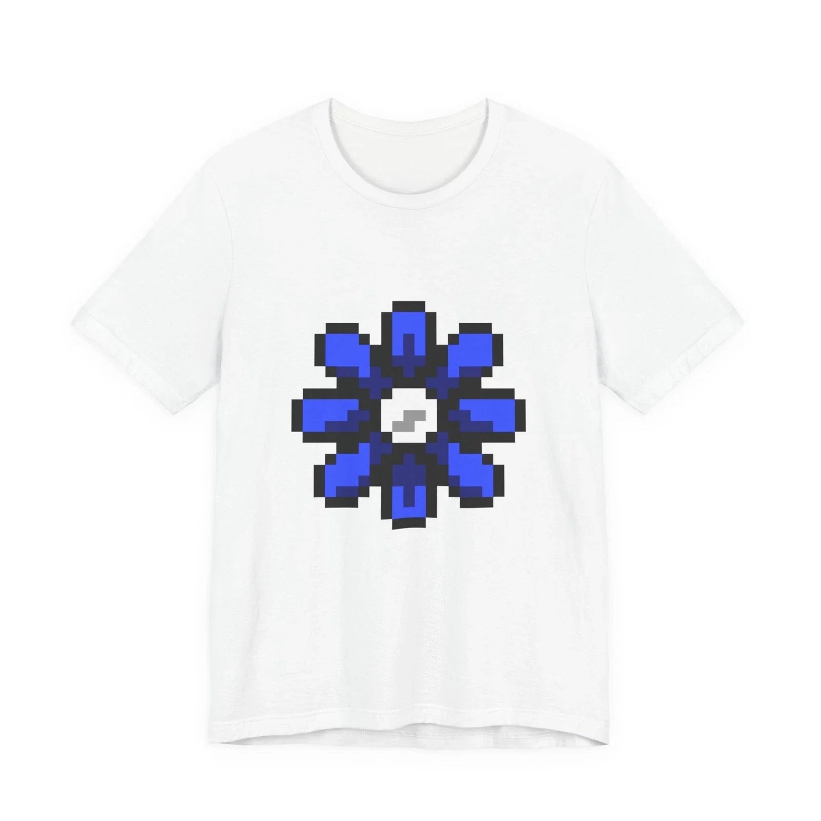 Unisex Jersey Short Sleeve Tee Cute 8-Bit Retro Pixel Art Blue Flower Shirt Unisex T-shirt, Sweatshirt, Hoodie, Long Sleeve Tee - T-Shirt, Sweatshirt, Hoodie