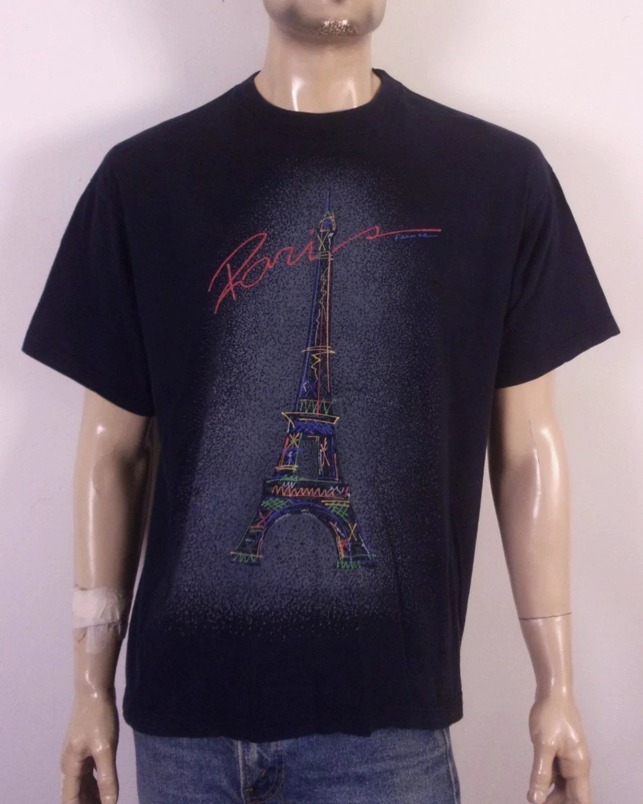 vintage 90s Paris France T-Shirt Eiffel Tower Pop Art Tourist Tee XL Unisex T-shirt, Sweatshirt, Hoodie, Long Sleeve Tee - T-Shirt, Sweatshirt, Hoodie
