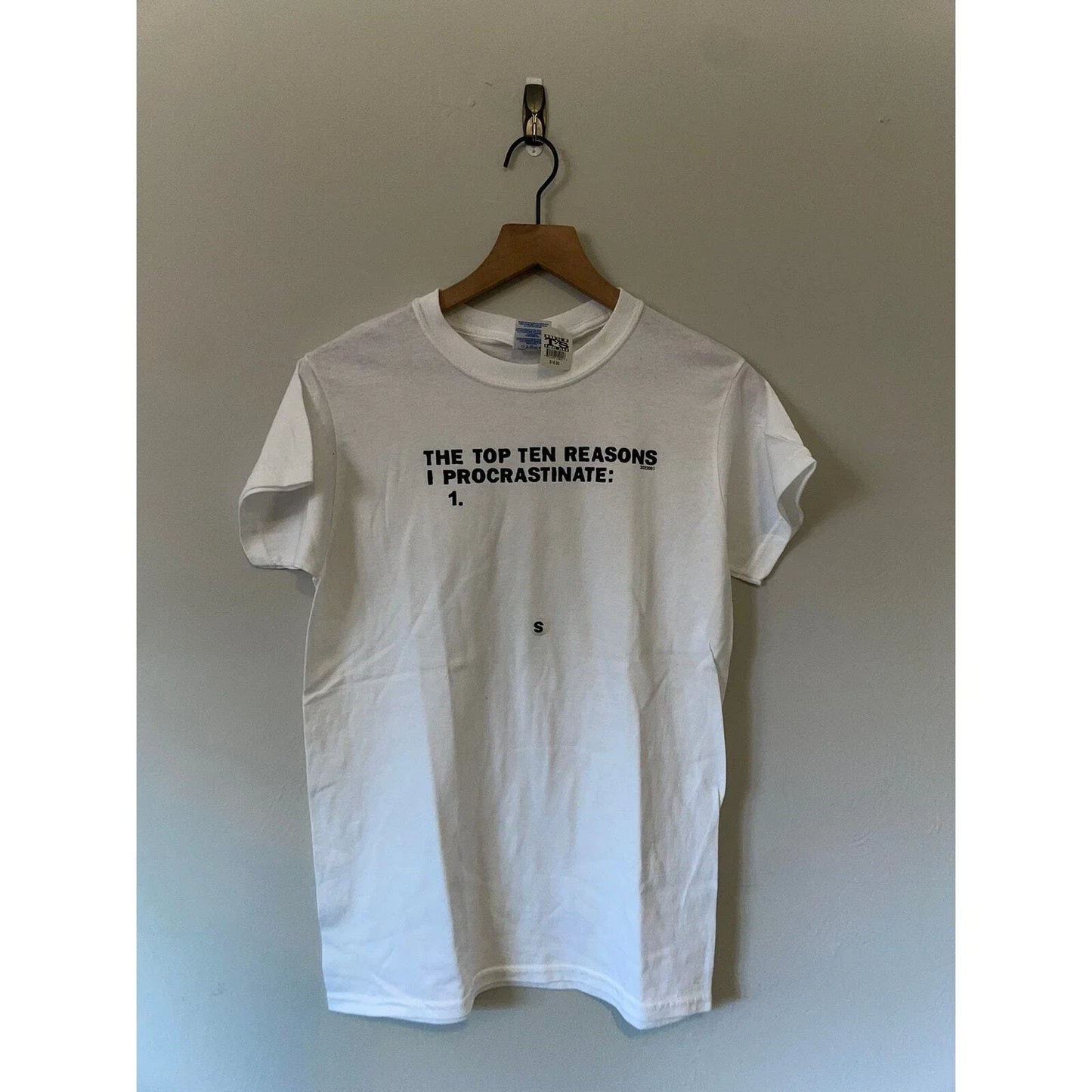 Y2K The Top Ten Reasons I Procrastinate White Joke Shirt 2000s S Unisex T-shirt, Sweatshirt, Hoodie, Long Sleeve Tee - T-Shirt, Sweatshirt, Hoodie