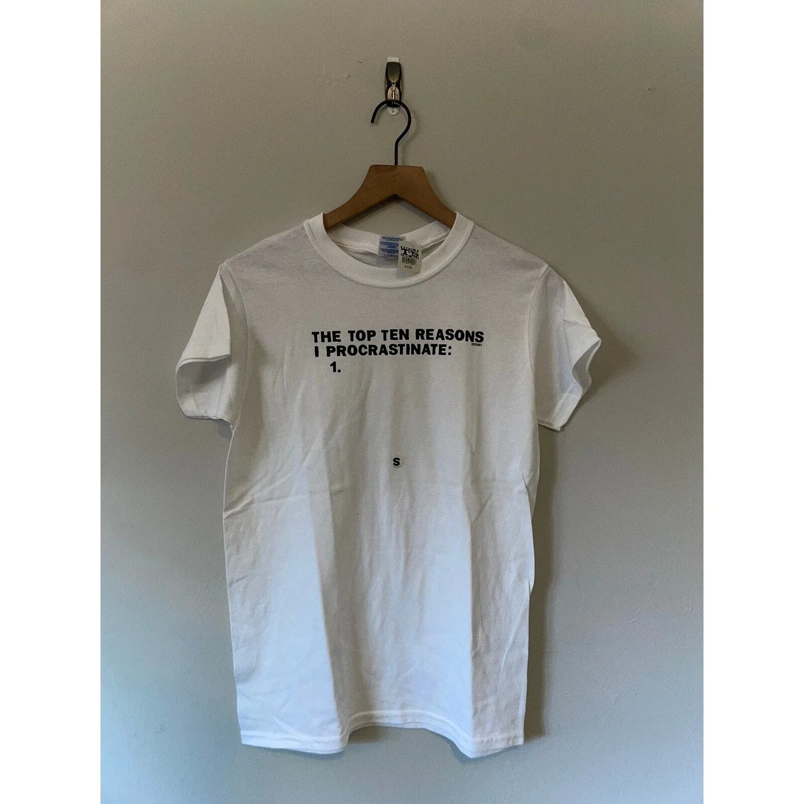 Y2K The Top Ten Reasons I Procrastinate White Joke Shirt 2000s S Unisex T-shirt, Sweatshirt, Hoodie, Long Sleeve Tee - T-Shirt, Sweatshirt, Hoodie