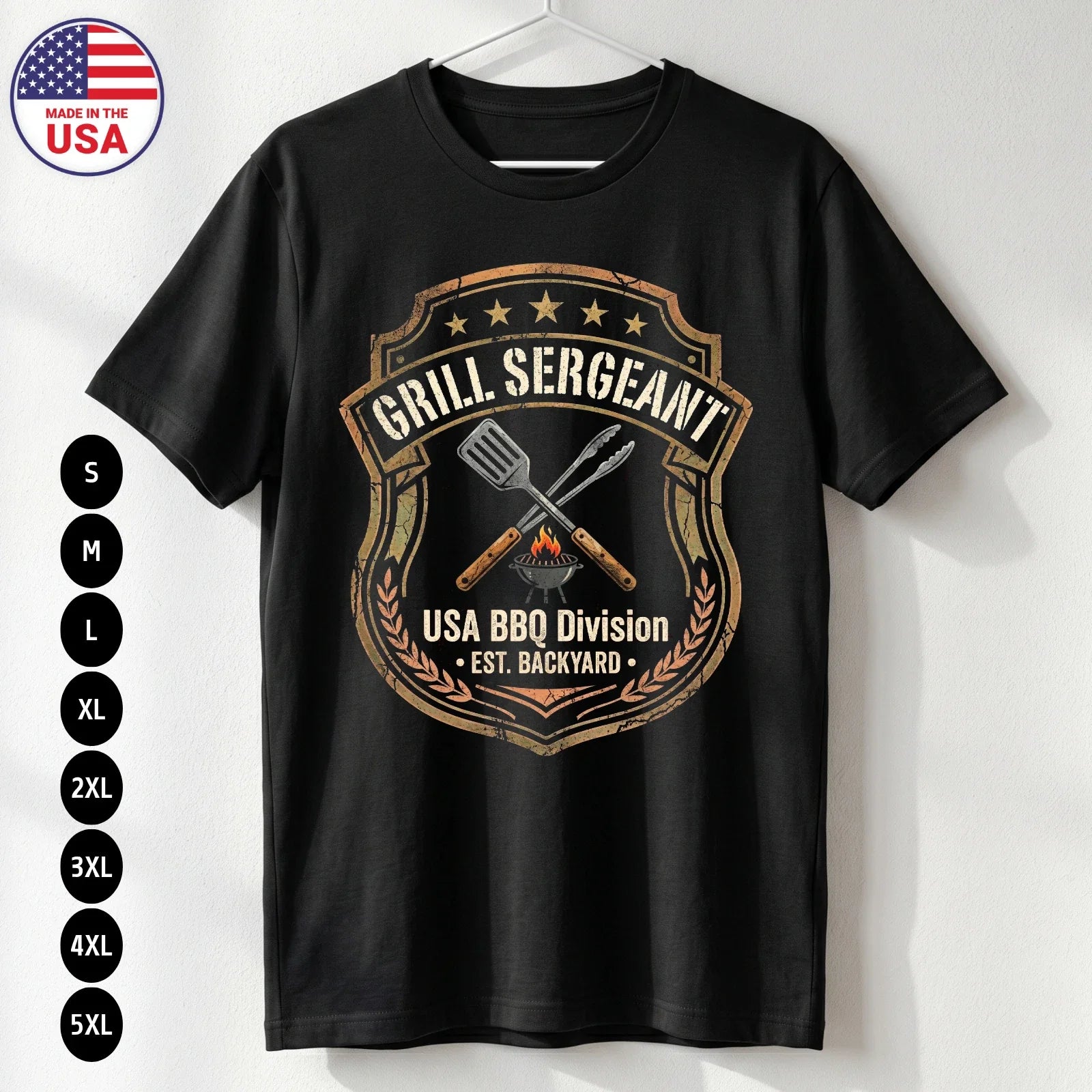 Grill Sergeant T Shirt Funny BBQ Dad Humor Gift Unisex S-5XL Unisex T-shirt, Sweatshirt, Hoodie, Long Sleeve Tee - T-Shirt, Sweatshirt, Hoodie