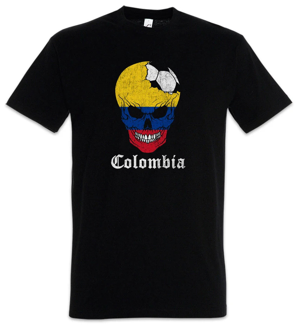 Colombia Football Skull I T-Shirt colombian Soccer Flag World Championship Unisex T-shirt, Sweatshirt, Hoodie, Long Sleeve Tee - T-Shirt, Sweatshirt, Hoodie