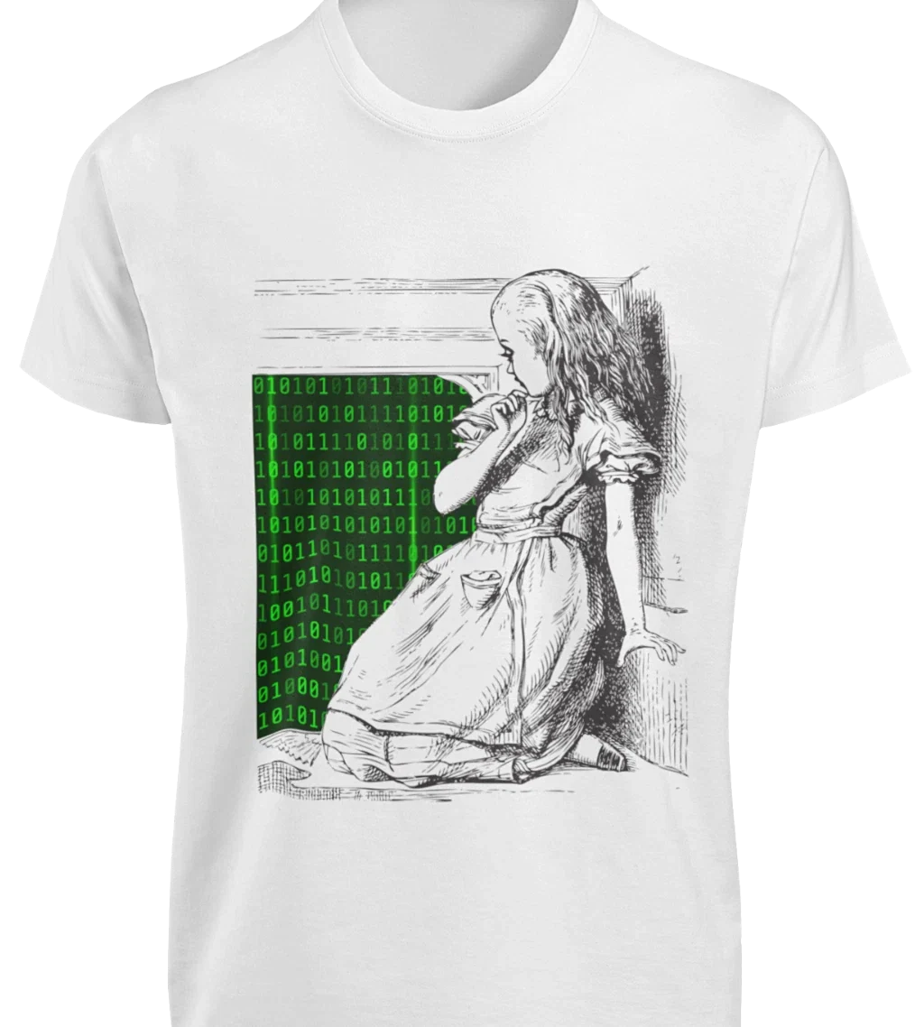Alice in Wonderland Down the Matrix Rabbit Hole T-SHIRT Encrypted Graphic TEE Unisex T-shirt, Sweatshirt, Hoodie, Long Sleeve Tee - T-Shirt, Sweatshirt, Hoodie