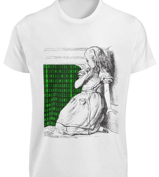 Alice in Wonderland Down the Matrix Rabbit Hole T-SHIRT Encrypted Graphic TEE Unisex T-shirt, Sweatshirt, Hoodie, Long Sleeve Tee - T-Shirt, Sweatshirt, Hoodie
