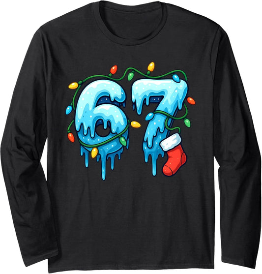 67 Meme Six Seven Funny Christmas Holiday Design Long Sleeve T-Shirt Unisex T-shirt, Sweatshirt, Hoodie, Long Sleeve Tee - T-Shirt, Sweatshirt, Hoodie