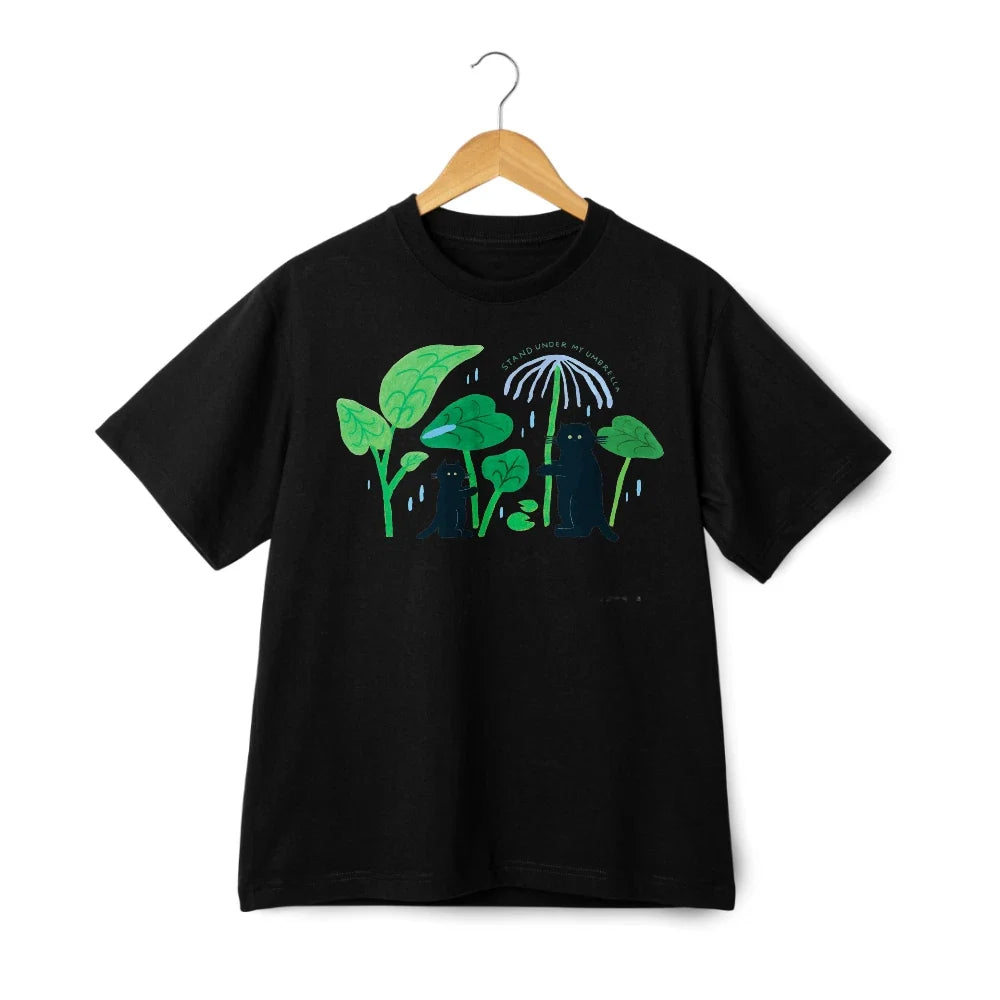 Rainy Garden Cats Unisex Casual T-Shirt - Everyday Nature Tee Unisex T-shirt, Sweatshirt, Hoodie, Long Sleeve Tee - T-Shirt, Sweatshirt, Hoodie