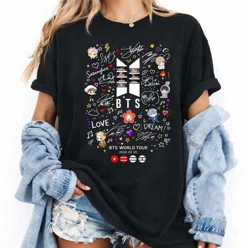 BTS Love Dream Signatures Kpop Fan Art Graphic T-shirt Unisex T-shirt, Sweatshirt, Hoodie, Long Sleeve Tee - T-Shirt, Sweatshirt, Hoodie