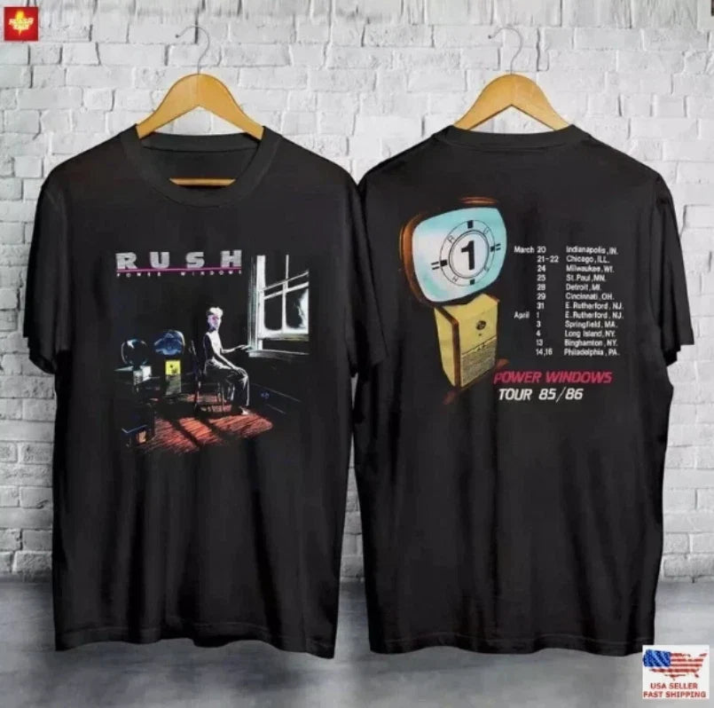 Rush Power Windows Tour 1985 T-Shirt Black Band Concert 80s Gift USA Unisex T-shirt, Sweatshirt, Hoodie, Long Sleeve Tee - T-Shirt, Sweatshirt, Hoodie