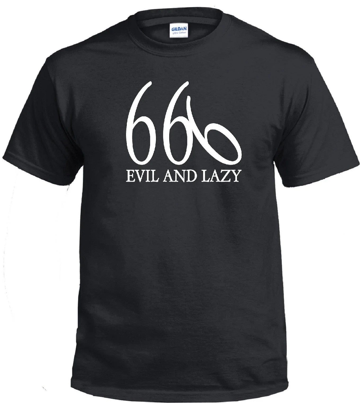 666 "EVIL AND LAZY" SLACKER DEMONIC ANTICHRIST FUNNY SATANIC T-SHIRT Unisex T-shirt, Sweatshirt, Hoodie, Long Sleeve Tee - T-Shirt, Sweatshirt, Hoodie