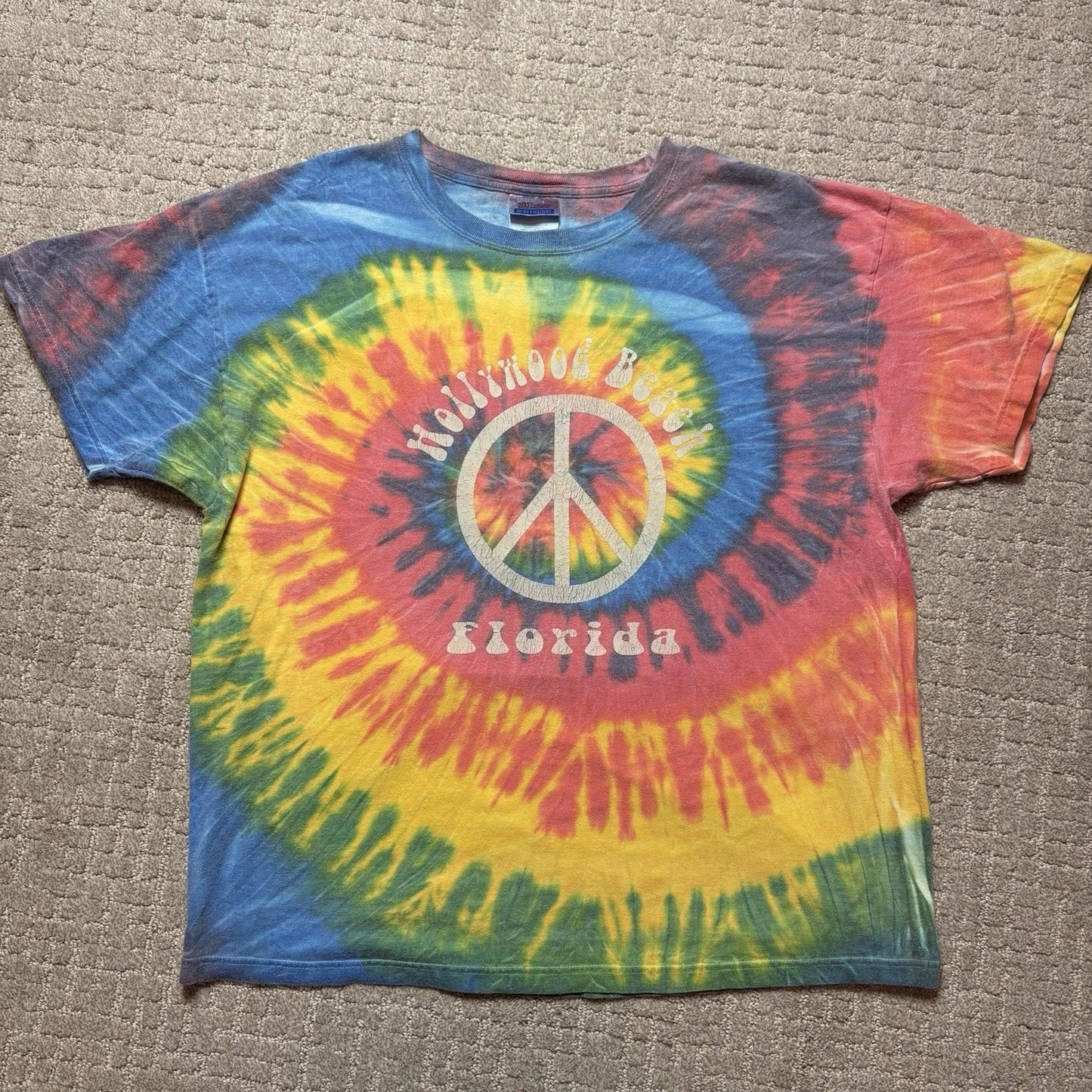 VINTAGE Tye Dye T-shirt Hollywood Beach,FL. Extra Large Men's 90s Tultex Cotton Unisex T-shirt, Sweatshirt, Hoodie, Long Sleeve Tee - T-Shirt, Sweatshirt, Hoodie
