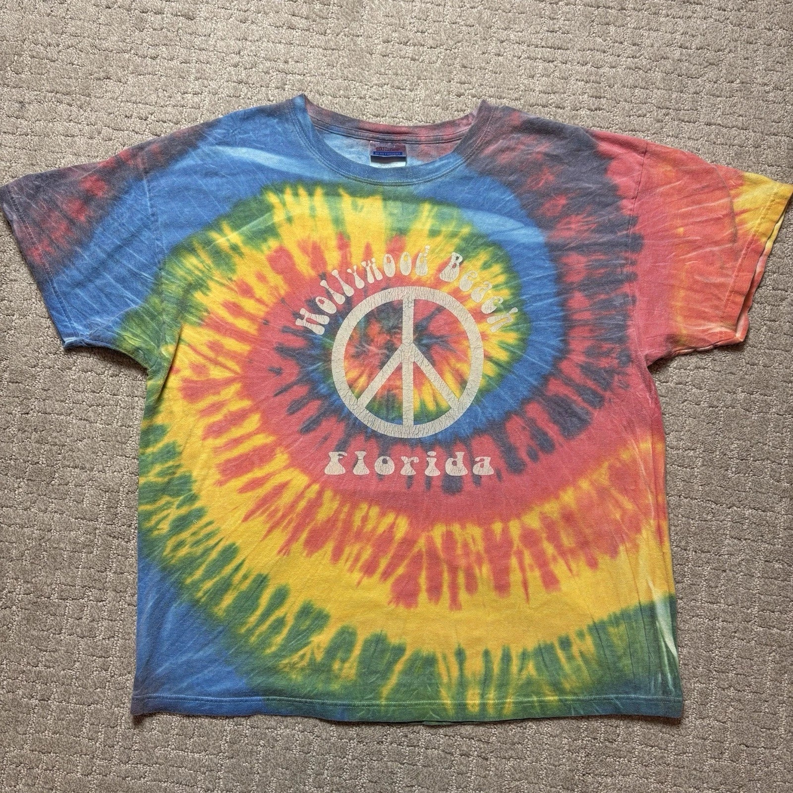 VINTAGE Tye Dye T-shirt Hollywood Beach,FL. Extra Large Men's 90s Tultex Cotton Unisex T-shirt, Sweatshirt, Hoodie, Long Sleeve Tee - T-Shirt, Sweatshirt, Hoodie