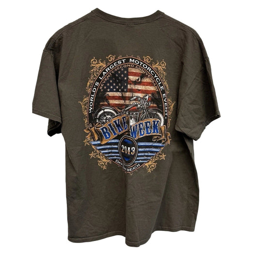 2013 Daytona Beach Bike Week T-Shirt Motorcycle Flag Graphic T-Shirt L/XL Unisex T-shirt, Sweatshirt, Hoodie, Long Sleeve Tee - T-Shirt, Sweatshirt, Hoodie