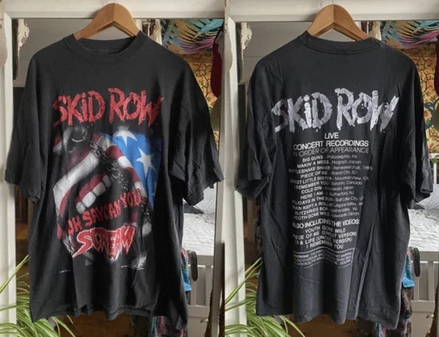 Vintage Skid Row oh Say You Can Scream 1990 Tour T Shirt Unisex T-shirt, Sweatshirt, Hoodie, Long Sleeve Tee - T-Shirt, Sweatshirt, Hoodie