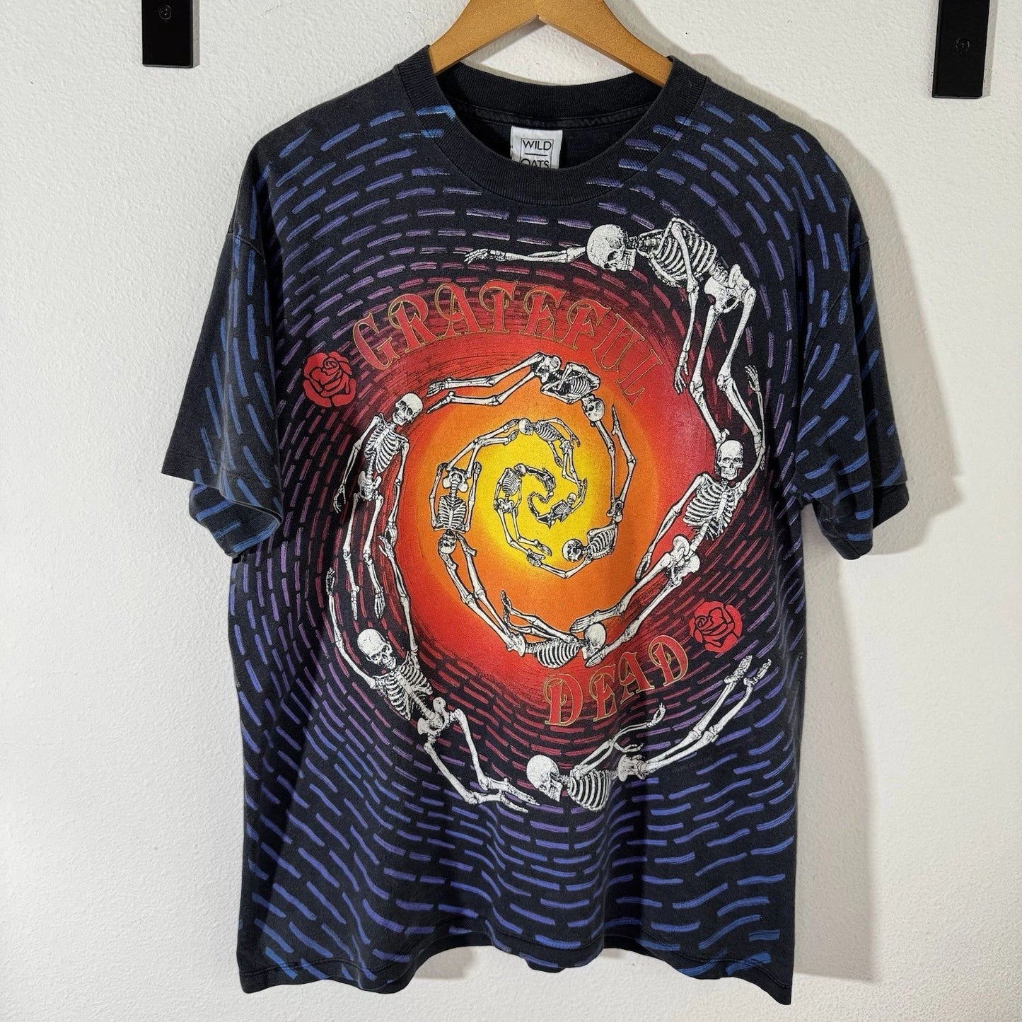 Vintage 1992 Grateful Dead Spiraling Skeletons All Over Print T-Shirt XL Swirl Unisex T-shirt, Sweatshirt, Hoodie, Long Sleeve Tee - T-Shirt, Sweatshirt, Hoodie
