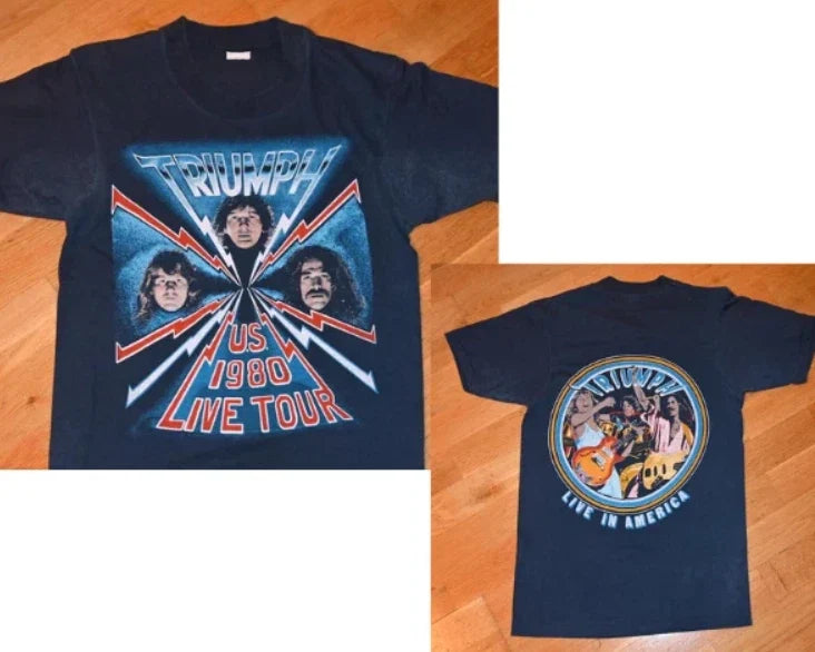 Vintage 1980 Triumph 80 Tour Concert T-Shirt Double Sides Unisex T-shirt, Sweatshirt, Hoodie, Long Sleeve Tee - T-Shirt, Sweatshirt, Hoodie