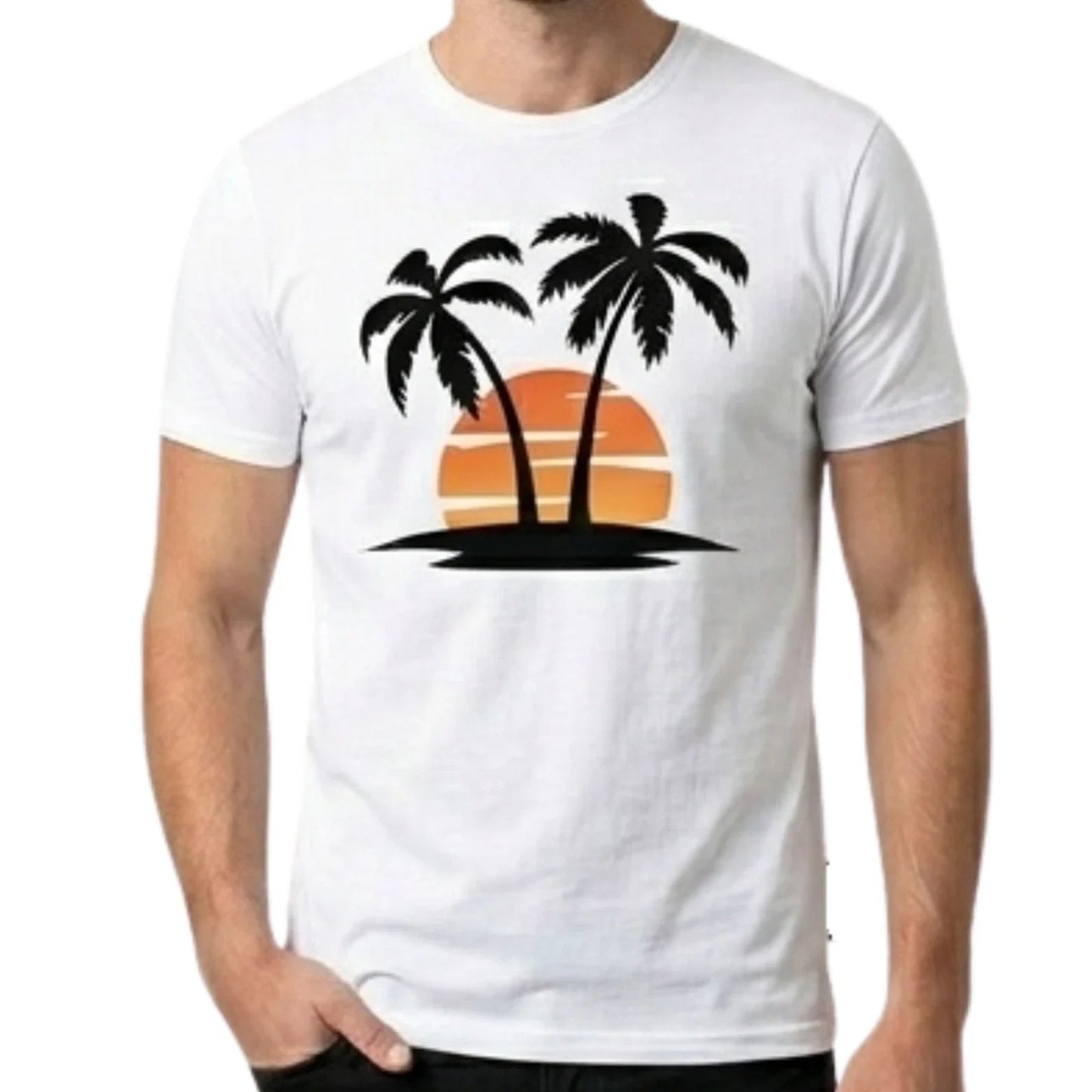 Retro Sunset Palm Tree Graphic T-Shirt - Mens Aesthetic Summer Beach Surf Tee Unisex T-shirt, Sweatshirt, Hoodie, Long Sleeve Tee - T-Shirt, Sweatshirt, Hoodie