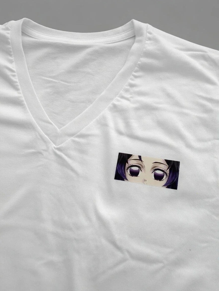 Shinobu SUBTLE Anime Graphic Print V-Neck T-Shirt White Jersey Short Sleeve M sports jersey product view 1