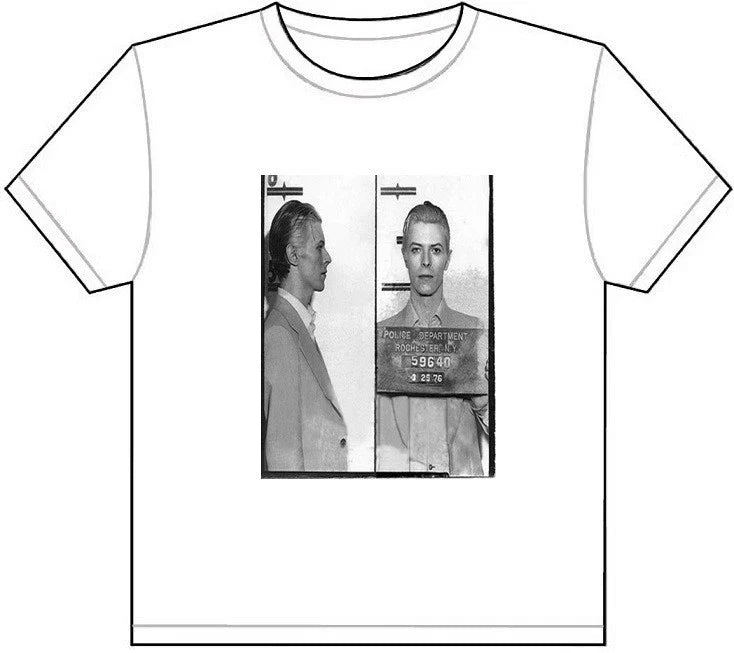 DAVID BOWIE MUG SHOT T-SHIRT TEE PICTURE PHOTO music celebrity mugshot cool 24 Unisex T-shirt, Sweatshirt, Hoodie, Long Sleeve Tee - T-Shirt, Sweatshirt, Hoodie