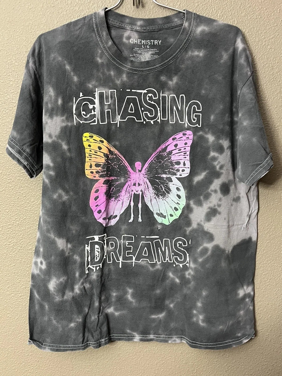 CHEMISTRY Pink Butterfly T-Shirt Adult Size Medium LG Black Tie Dye Aesthetic Unisex T-shirt, Sweatshirt, Hoodie, Long Sleeve Tee - T-Shirt, Sweatshirt, Hoodie