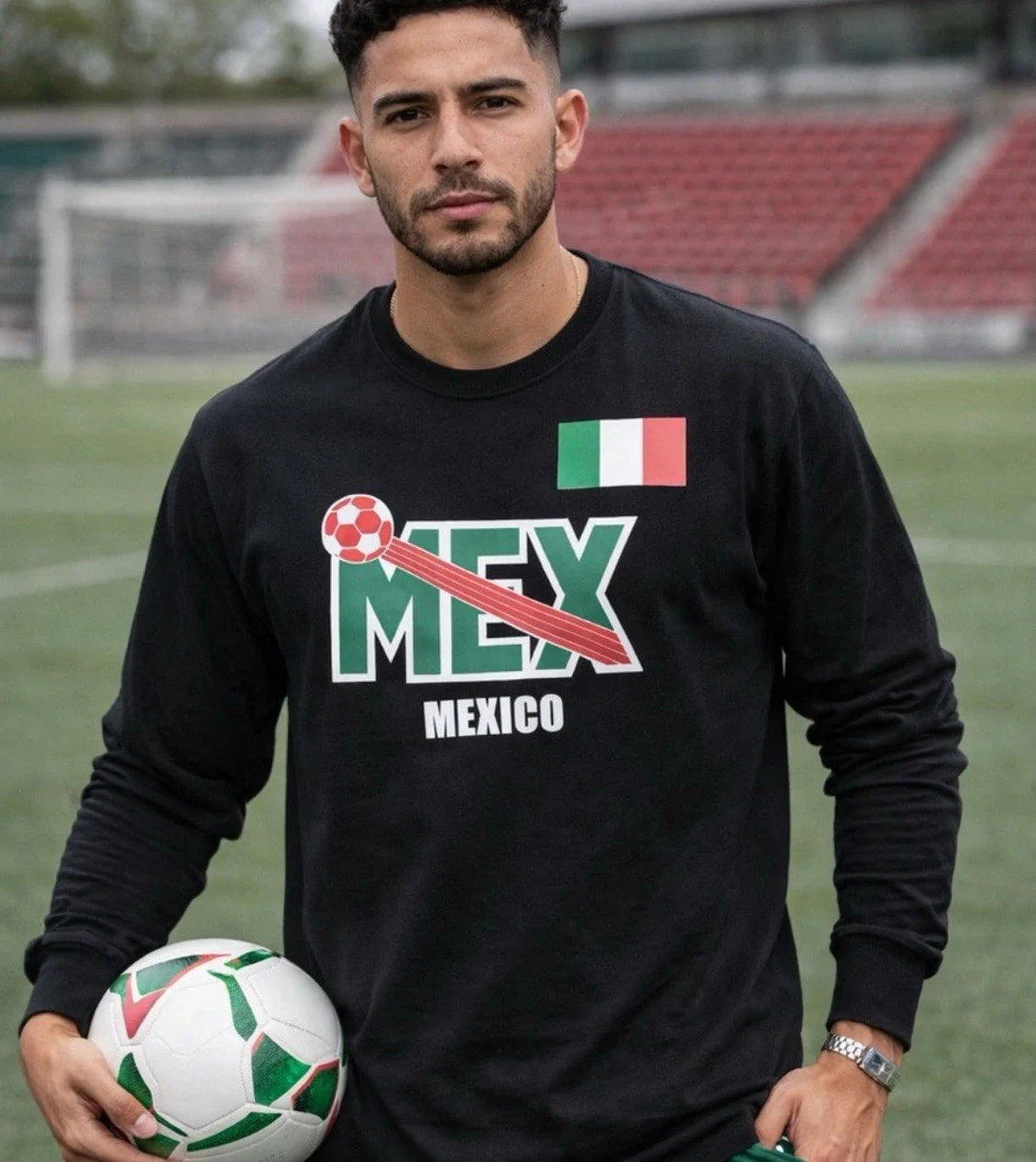 Mexico Soccer Ball Long Sleeve Unisex T-Shirt 100% Cotton Premium Tee Size XL Unisex T-shirt, Sweatshirt, Hoodie, Long Sleeve Tee - T-Shirt, Sweatshirt, Hoodie